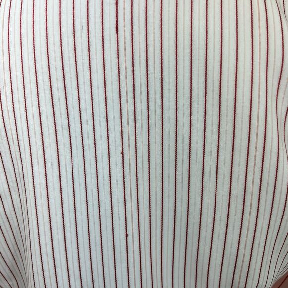 Pretty Little Thing Shirt Button Up 6 Pink Burgandy Crop Pinstripe Fitted Y2K - Picture 5 of 13